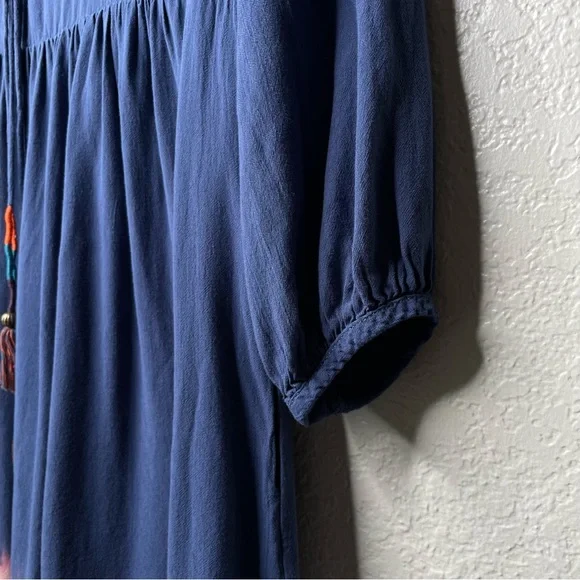 Holding Horses Anthropologie Blue Pink Dip Dye Ombré Tassel Peasant Dress - Picture 8 of 13